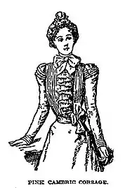 Dessin (1898) d'un corsage avec foulard et ceinture assortis.