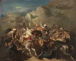 Bataille de cavaliers arabes autour d'un étendard par Théodore Chassériau