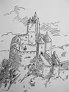 Perspective du château au XIIIe siècle.