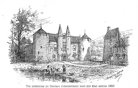 Le château dessinée par Eugène Varin vers 1884.