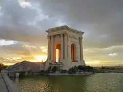 Château d'eau et bassin à l'arrivée de l'aqueduc à Montpellier