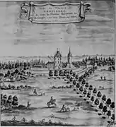 en 1712, avec son châtelet.