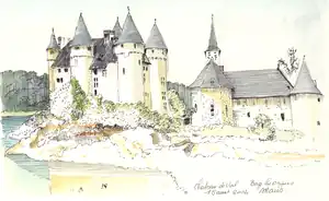 Un dessin à la plume du château de Val.