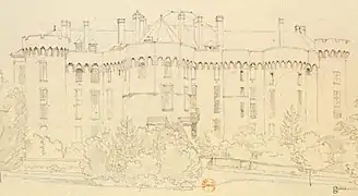 Dessin du château d'Heilly, du côté du parterre, BnF.