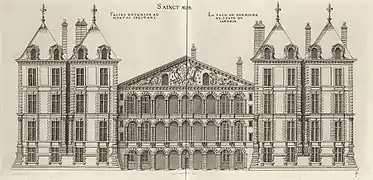 Elévation du château de Saint-Maur au XVIe siècle. Du Cerceau.
