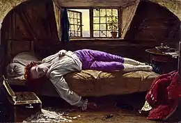 Jeune homme, chemise blanche, pantalon violet, affalé de tout son long sur son lit, chambre en désordre.