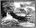 Illustration du XVIIe siècle représentant le chêne déraciné par le vent contrairement au roseau qui « plie et ne rompt pas ».