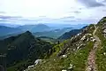 Chemin menant au col vert avec vue sur Prélenfrey