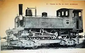 Locomotive tender n° 01 construite en 1887 par la SACM. Voie de 1 m, Série 01 à 04.