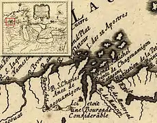 Sur une carte de 1755