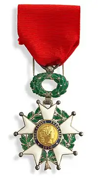 Médaille de chevalier de la Légion d'honneur.