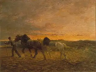 Émile Jacque, Chevaux à la herse.