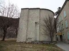 Chevet, seule partie subsistante de l’église.