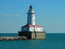 Le phare de Chicago à l'entrée du port de Chicago.