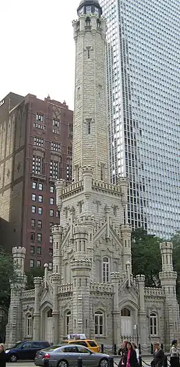 La Water Tower, château d'eau sculpture datant de 1869 à Chicago, États-Unis.