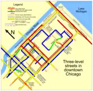 Plan des rues multi-niveaux du quartier de New Eastside.
