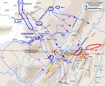 Mouvements initiaux de la campagne de Chickamauga, 15 août - 8 septembre 1863