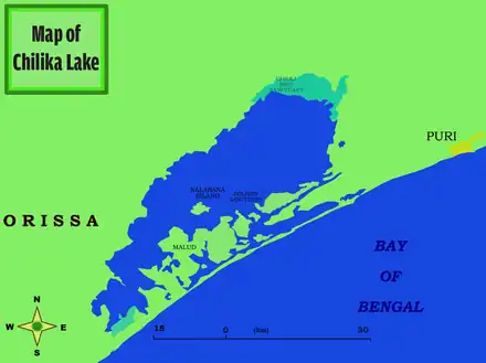 Carte du lac Chilika