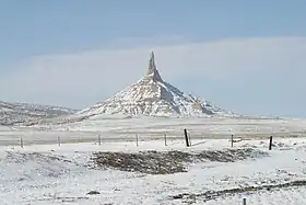 Vue de Chimney Rock en hiver.