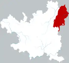 Localisation de Wùchuān gēlǎozú miáozú Zìzhìxiàn
