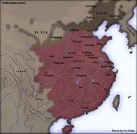 Carte de la Chine sous les Song du Nord