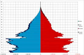 Pyramide des âges selon le recensement chinois de 1990.