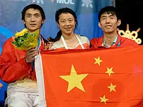 Sun Gang (à droite) et Tian Jinquian aux championnats du monde 2013
