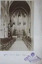 Chœur de l’église en 1887, photo de l’abbé Wlaser.