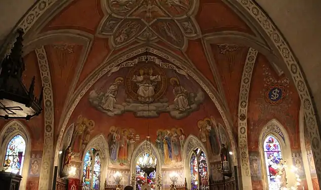 Décors peints du chœur vouté et de la croisée du transept réalisés par Duilio Donzelli
