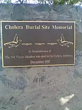 Plaque commémorative en l'honneur des 942 victimes des Îles Vierges britanniques en 1852.