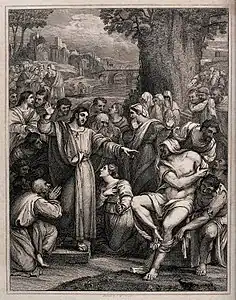 Le Christ fait sortir Lazare de son tombeau, d'après Sebastiano del Piombo (1830, Wellcome Collection).