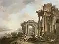 Paysage avec ruines antiques et bergers, vers 1755