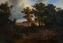 Landschaft mit Waldweg und Reiter ou Paysage avec chemin forestier et cavalier (1849).