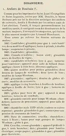 Chronologie du travail de Jean Baptiste Bethune pour la Cuivrerie Desclée Frères & Cie d'après Helbig