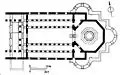 Plan de l'église originelle du IVe siècle (en noir plein) dans le plan actuel