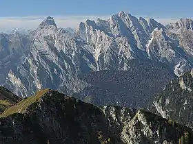 Vue du mont Duranno (à gauche) et de la Cima dei Preti (à droite).