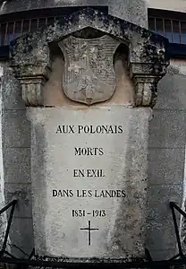 Stèle aux Polonais morts en exil dans les Landes (1831-1913)