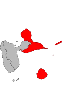 Carte de la première circonscription de la Guadeloupe de 1958 à 1986