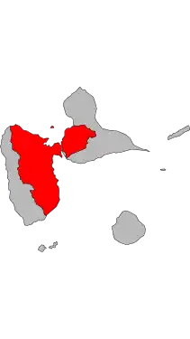 Carte de la deuxième circonscription de la Guadeloupe de 1958 à 1986