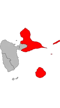 Carte de la deuxième circonscription de la Guadeloupe de 1986 à 2012