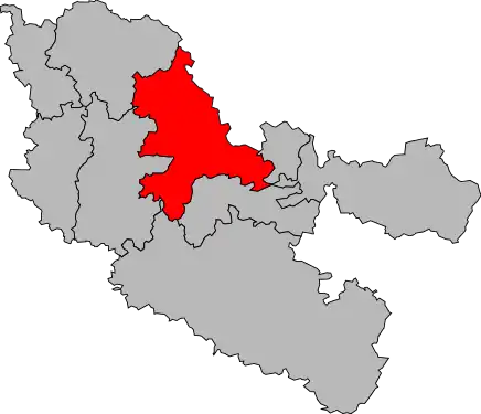 Carte de la cinquième circonscription de la Moselle de 1958 à 1986