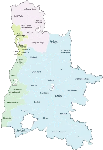 Circonscriptions législatives de la Drôme depuis le redécoupage de 1988