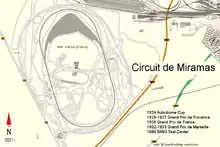 Carte du circuit de Miramas et des environs.