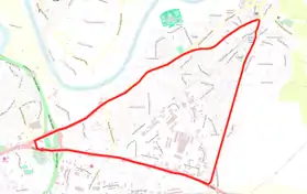 Plan du tracé du circuit d'Albi des Planques tel qu'il était en 1934.