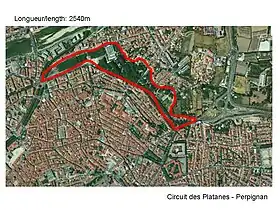 Plan du tracé du circuit des Platanes.