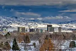 Vue du centre de Boise en hiver.