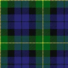 Clan Campbell Breadalbane : la bande verte chargée d'un filet jaune, la bande bleue chargée d'un filet noir.