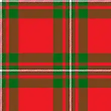 MacGregor : Under check de deux bandes rouges et vertes de même épaisseur ; filet blanc légèrement bordé de noir.