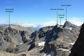 Cime de Peïrabroc et mont Clapier, vus depuis la cime de la Malédie.