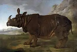 Jean-Baptiste Oudry : Le rhinocéros Clara, 1749. 310 x 456 cm